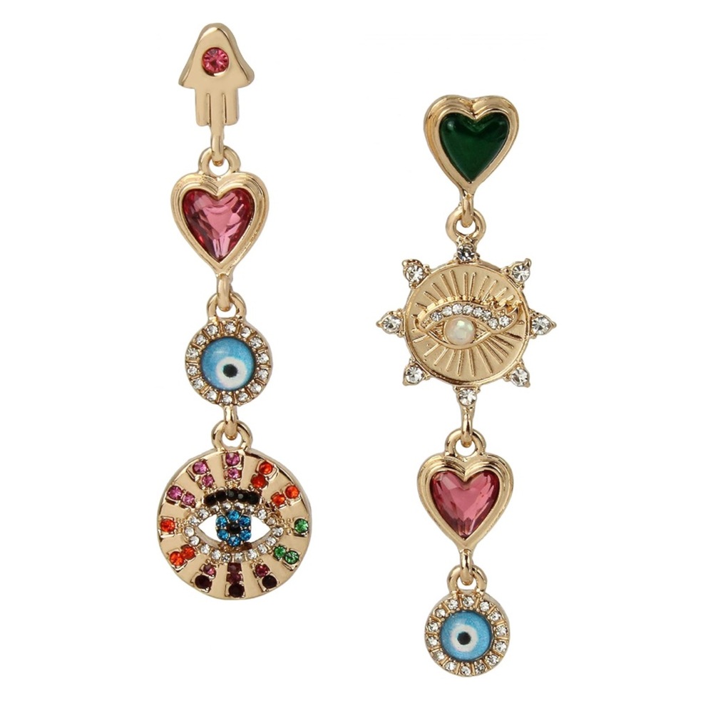 Betsey Johnson Evil Eye Linear Earrings